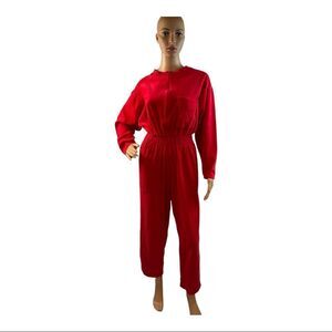 California ROC Women’s Vintage  Red velour jumpsuit. Size X-Small.